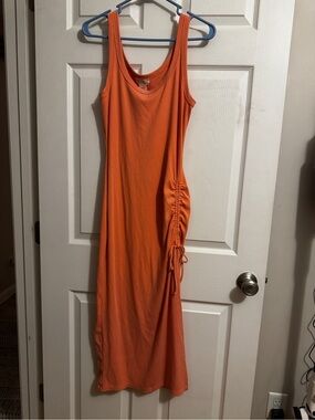 l*space Orange Sleeveless Ruched Side Maxi Dress